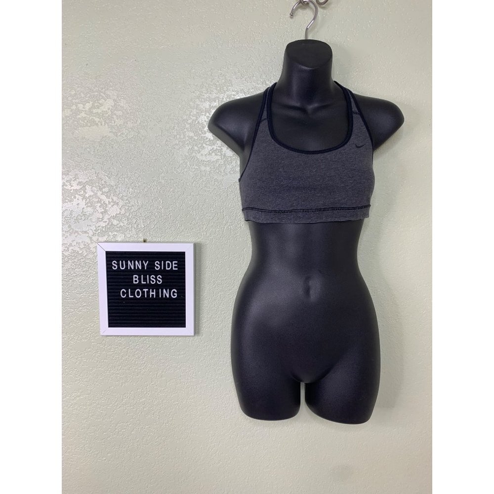 Nike Dri-Fit Gray Black Reversible Racerback Sports Bra Size Medium Workout Gym